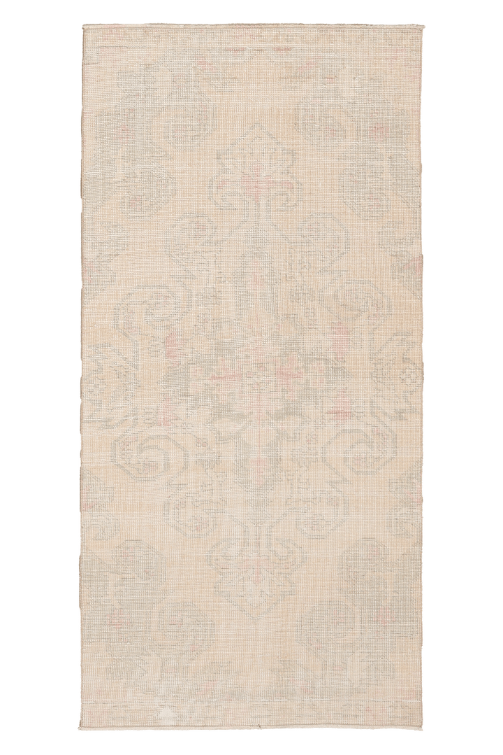 Vintage Nevşehir Turkish Runner Rug 3x6 ft — Beige Distressed