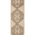 Vintage Malatya Turkish Runner Rug 3x12 ft — Beige & Brown Geometric (No. 63027)