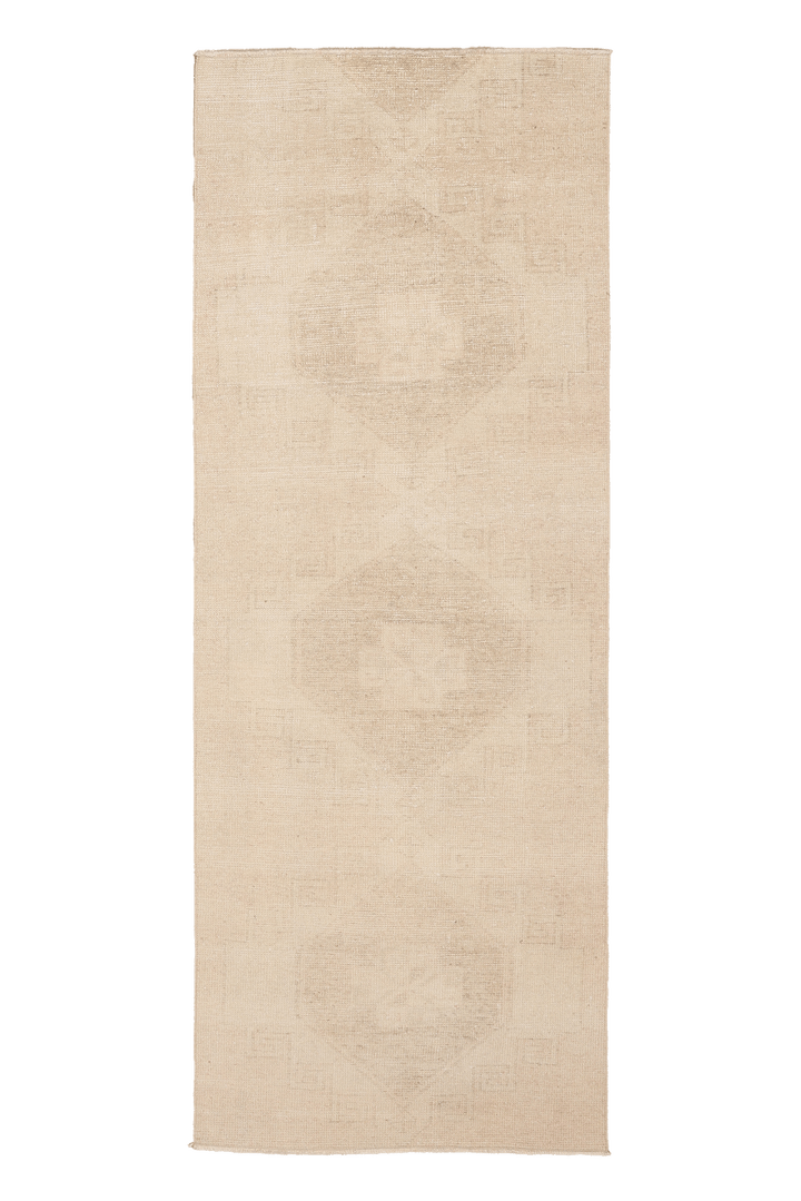 Vintage Malatya Turkish Runner Rug 2x7 ft — Beige Distressed