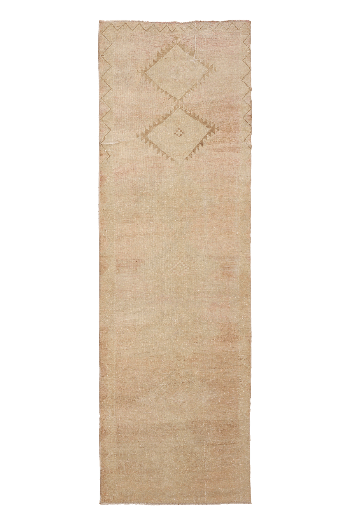 Vintage Malatya Turkish Runner Rug 3x10 ft — Beige Geometric