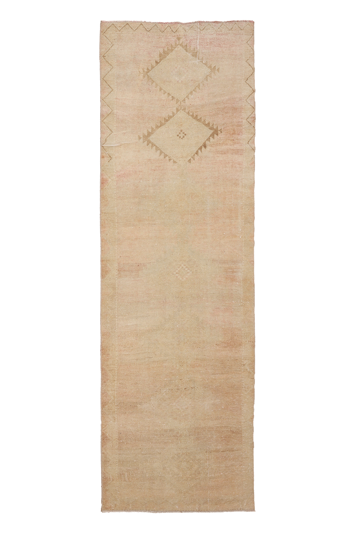 Vintage Malatya Turkish Runner Rug 3x10 ft — Beige Geometric
