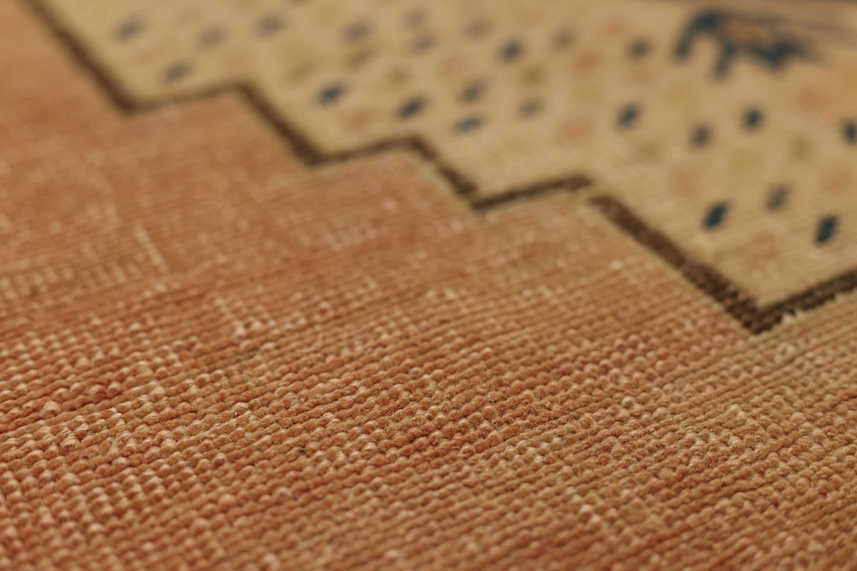 Vintage Aksaray Turkish Runner Rug 3x7 ft — Blue & Orange Geometric
