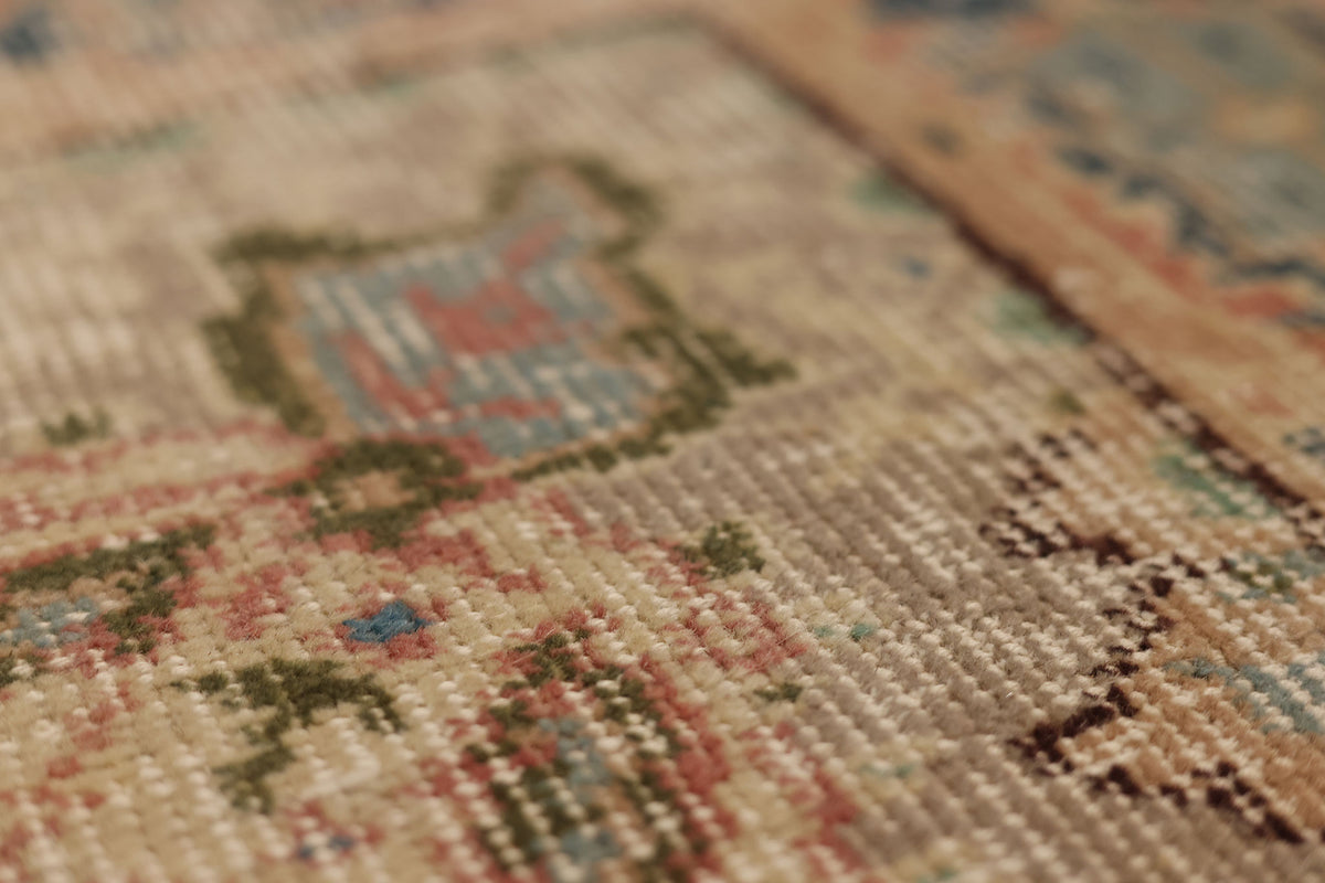 Vintage Isparta Turkish Area Rug 5x8 ft — Beige & Blue Floral (No. 63056)