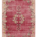 Vintage Manisa Turkish Area Rug 6x9 ft — Pink & Red Distressed
