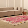 Vintage Manisa Turkish Area Rug 6x9 ft — Pink & Red Distressed