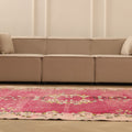 Vintage Manisa Turkish Area Rug 6x9 ft — Pink & Red Distressed