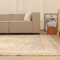 Vintage Isparta Turkish Oversize Rug 8x11 ft — Beige & Brown Floral