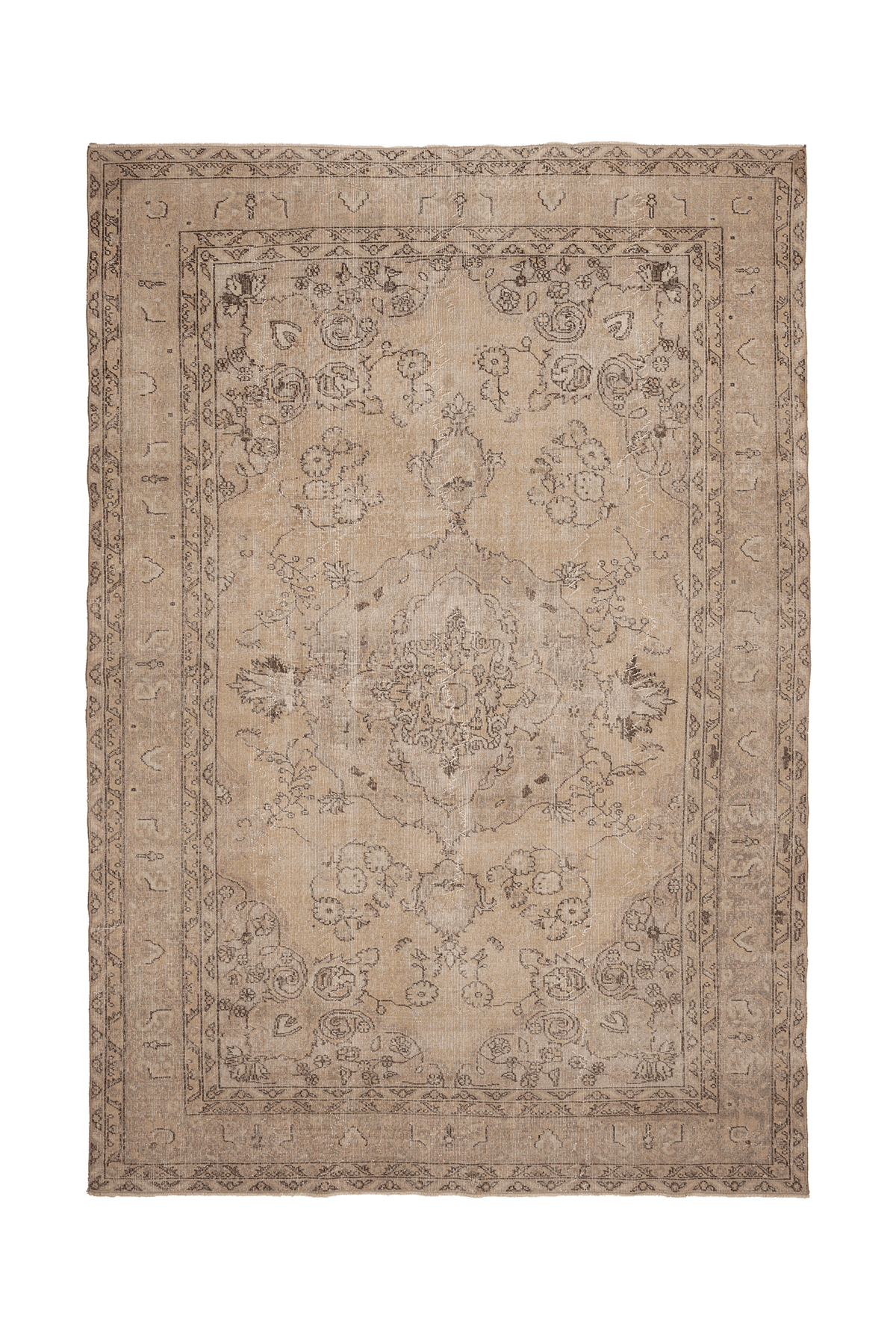 Vintage Isparta Turkish Oversize Rug 8x11 ft — Beige & Brown Floral