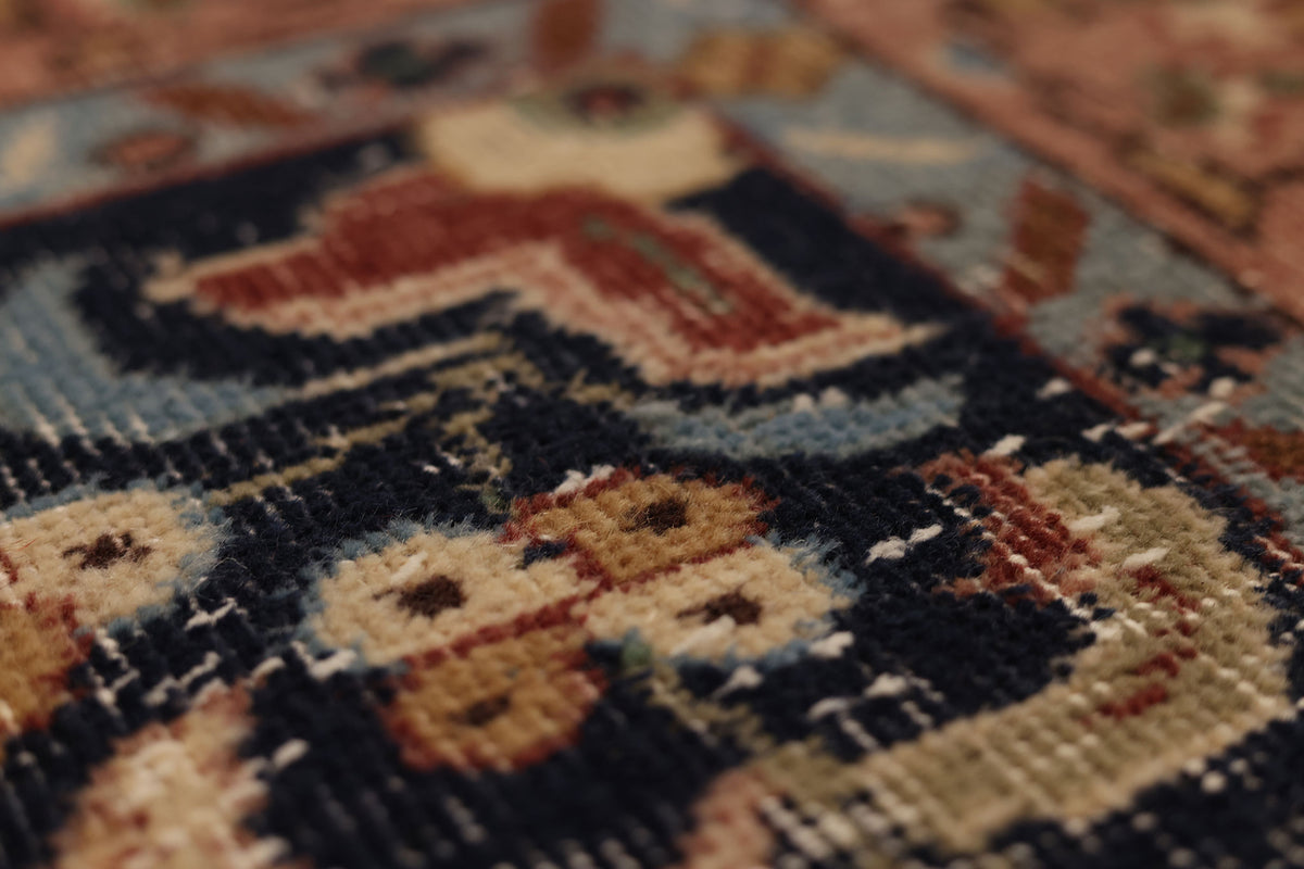Vintage Isparta Turkish Area Rug 5x8 ft — Beige & Pink Floral