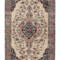 Vintage Isparta Turkish Area Rug 5x8 ft — Beige & Blue Floral