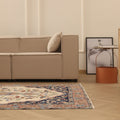 Vintage Isparta Turkish Area Rug 5x8 ft — Beige & Blue Floral