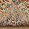 Vintage Isparta Turkish Area Rug 5x8 ft — Beige & Blue Floral