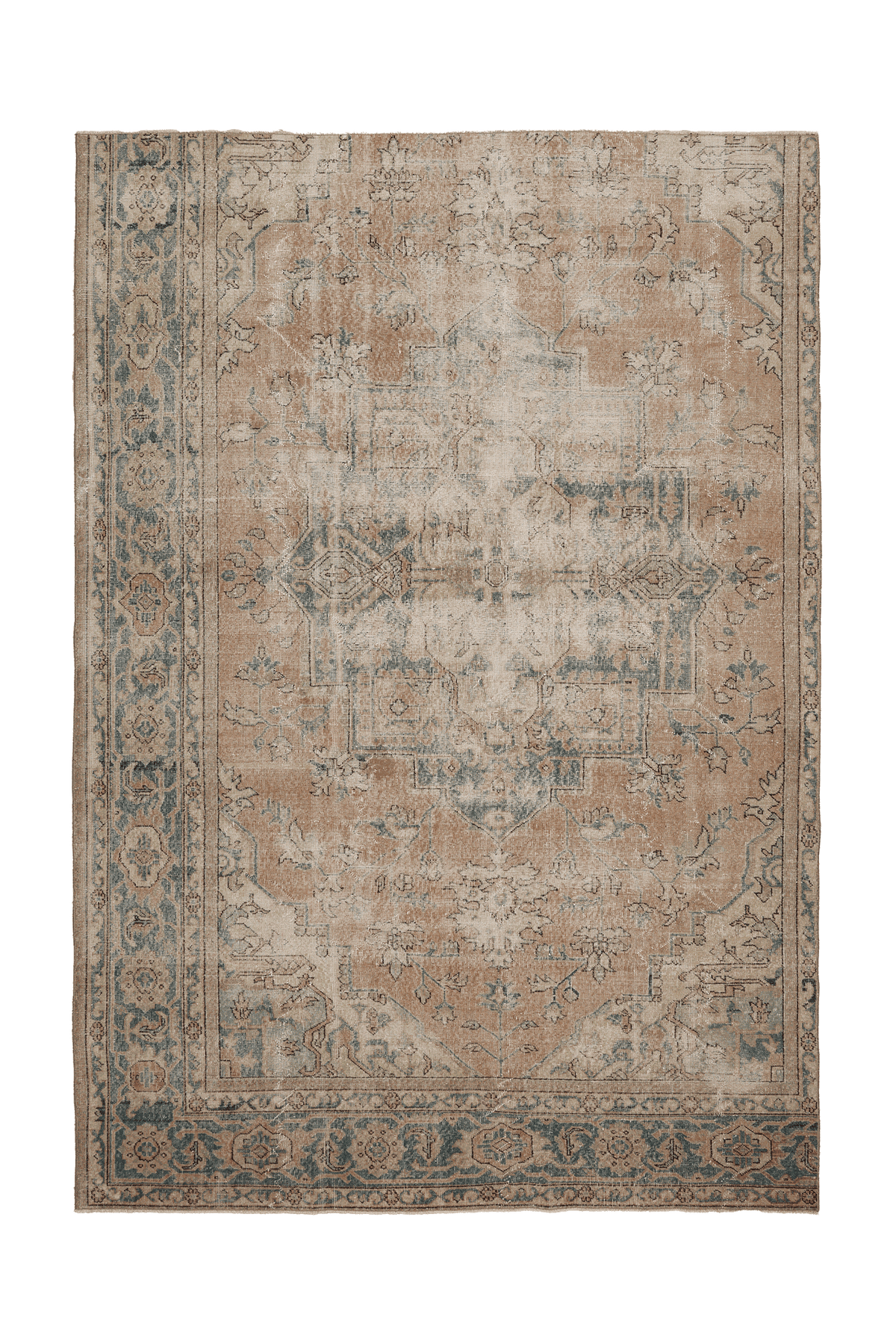 Vintage Isparta Turkish Area Rug 7x10 ft — Brown & Beige Floral
