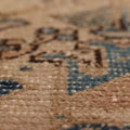 Vintage Isparta Turkish Area Rug 7x9 ft — Brown & Blue Geometric