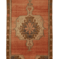 Vintage Sivas Turkish Area Rug 5x9 ft — Orange & Brown Geometric