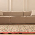 Vintage Isparta Turkish Area Rug 6x9 ft — Beige & Red Floral