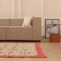 Vintage Isparta Turkish Area Rug 6x9 ft — Beige & Red Floral