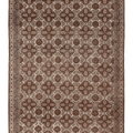 Vintage Uşak Turkish Area Rug 5x7 ft — Brown & Beige Geometric