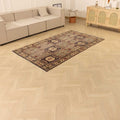 Vintage Kayseri Turkish Area Rug 5x8 ft — Beige & Brown Medallion