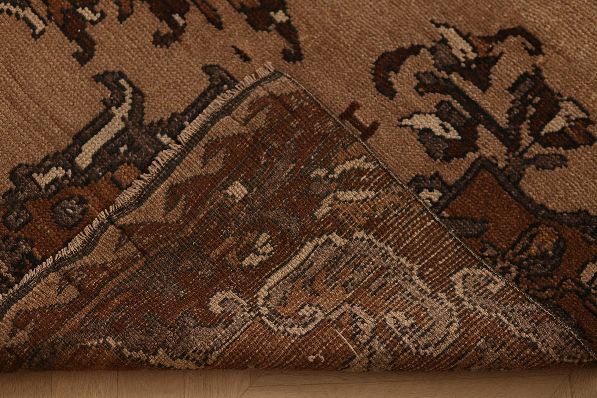 Vintage Kars Turkish Area Rug 6x10 ft — Brown & Beige Floral
