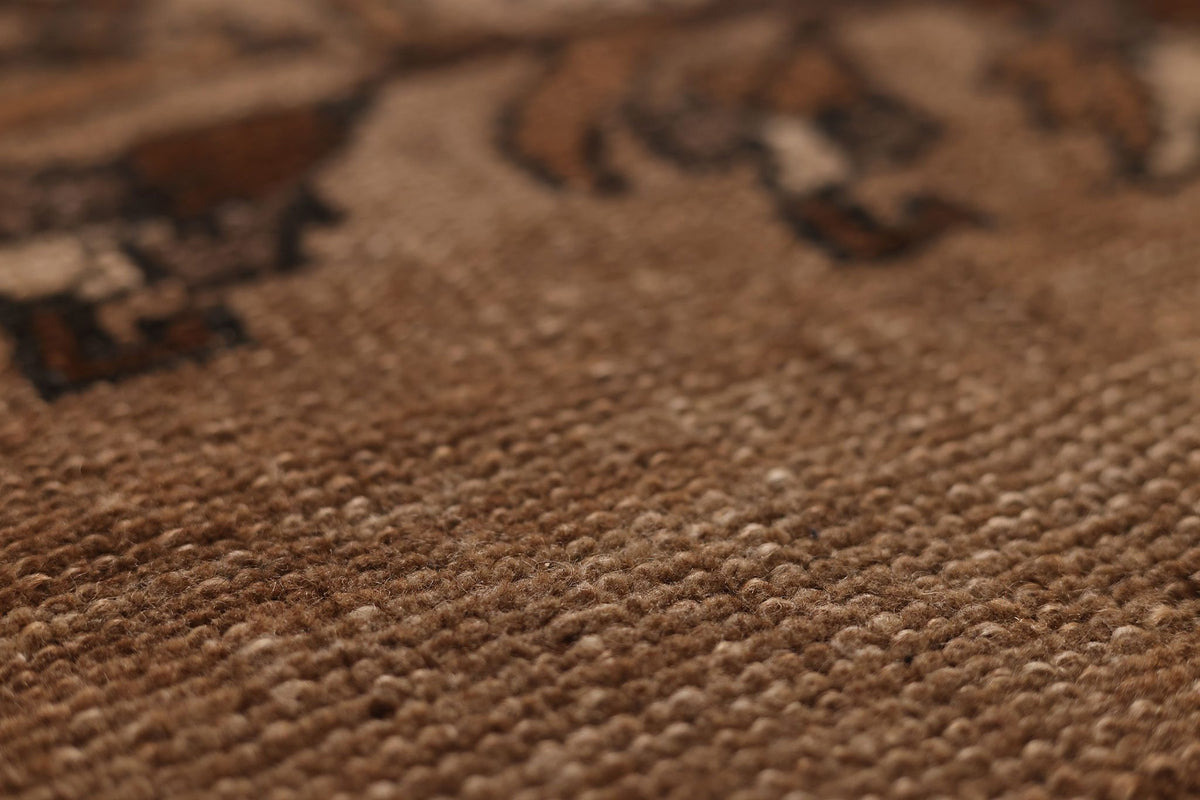 Vintage Kars Turkish Area Rug 6x10 ft — Brown & Beige Floral