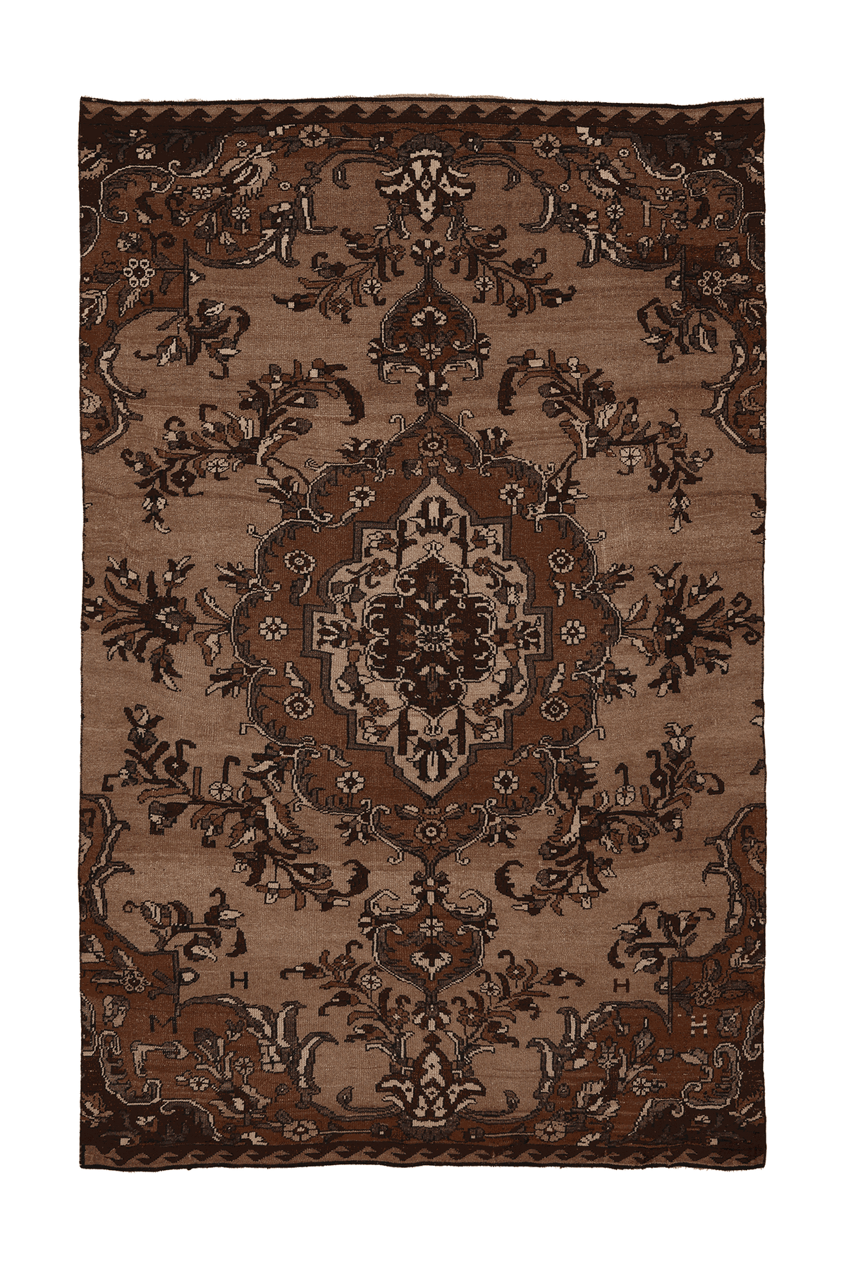 Vintage Kars Turkish Area Rug 6x10 ft — Brown & Beige Floral