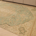 Vintage Southeastern Persian Style Area Rug 7x12 ft — Beige & Green Medallion