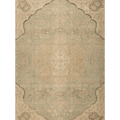 Vintage Southeastern Persian Style Area Rug 7x12 ft — Beige & Green Medallion