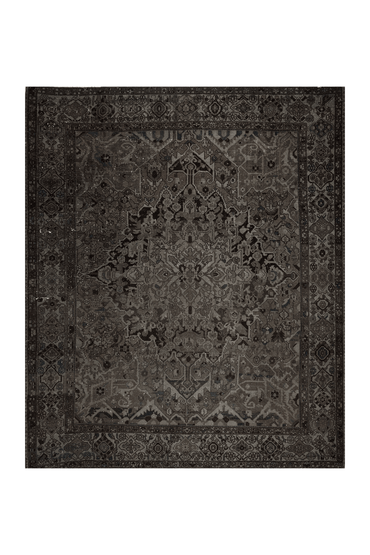 Vintage Southeastern Persian Style Area Rug 10x12 ft — Gray & Brown Medallion