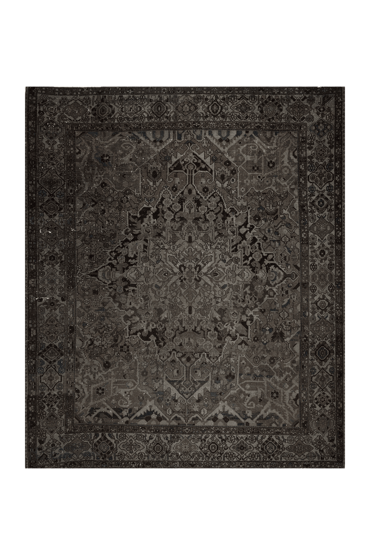 Vintage Southeastern Persian Style Area Rug 10x12 ft — Gray & Brown Medallion