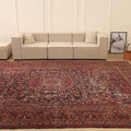 Vintage Southeastern Persian Style Oversize Rug 10x14 ft — Red & Blue Medallion