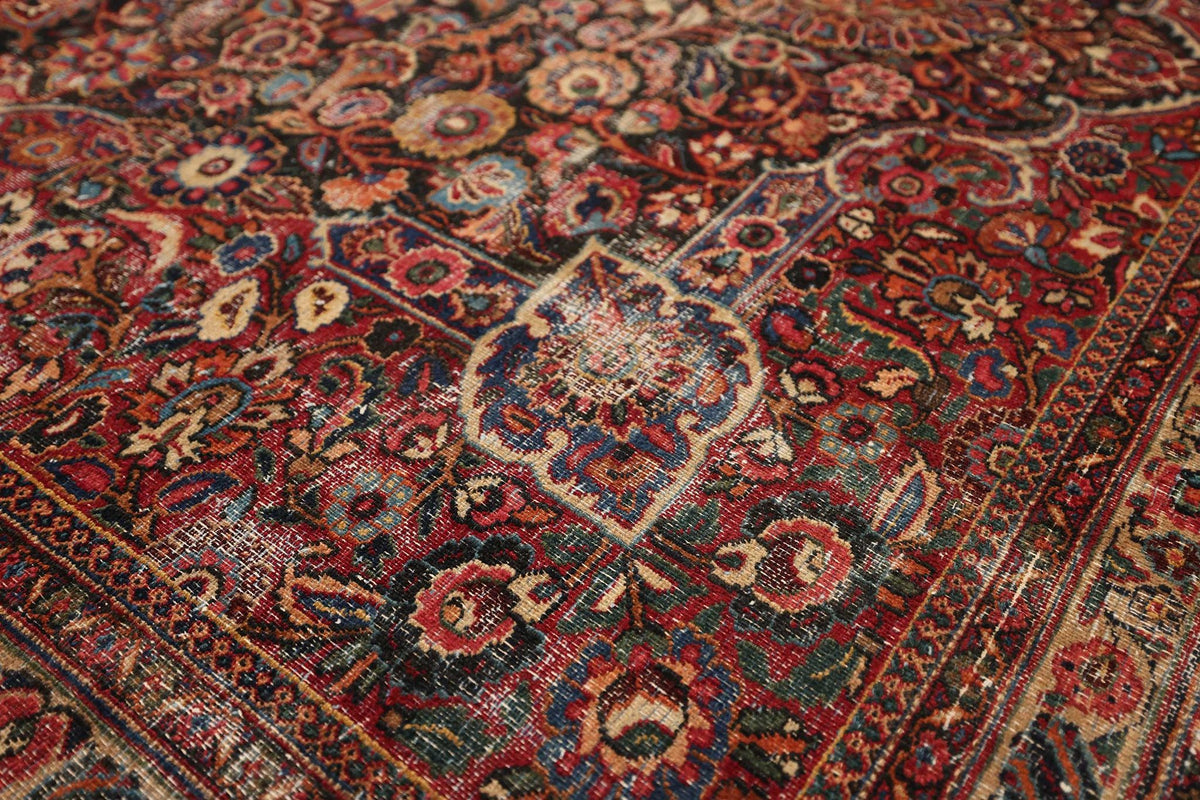 Vintage Southeastern Persian Style Oversize Rug 10x14 ft — Red & Blue Medallion