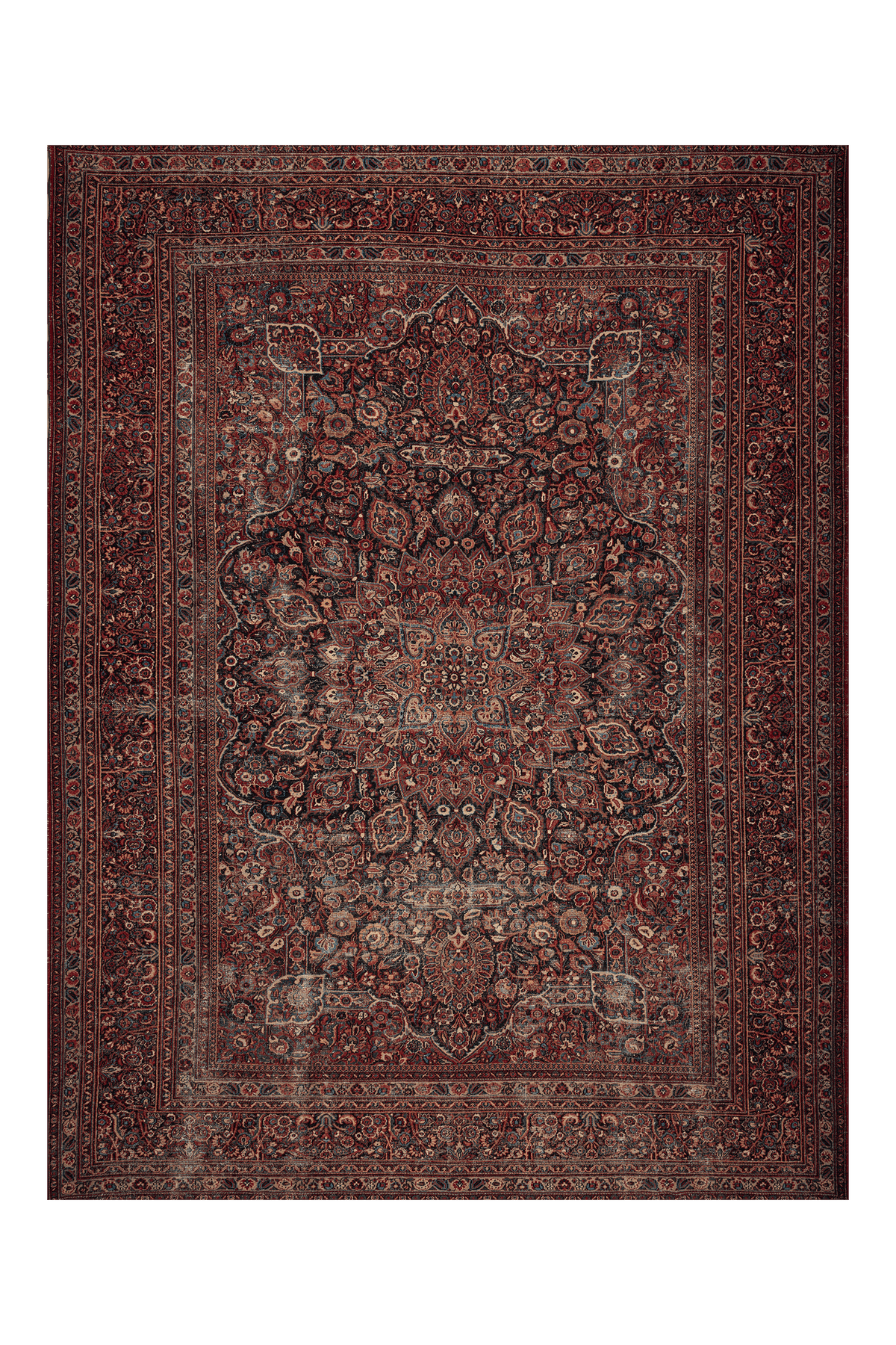 Vintage Southeastern Persian Style Oversize Rug 10x14 ft — Red & Blue Medallion