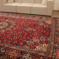 Vintage Southeastern Persian Style Oversize Rug 9x15 ft — Red & Blue Medallion