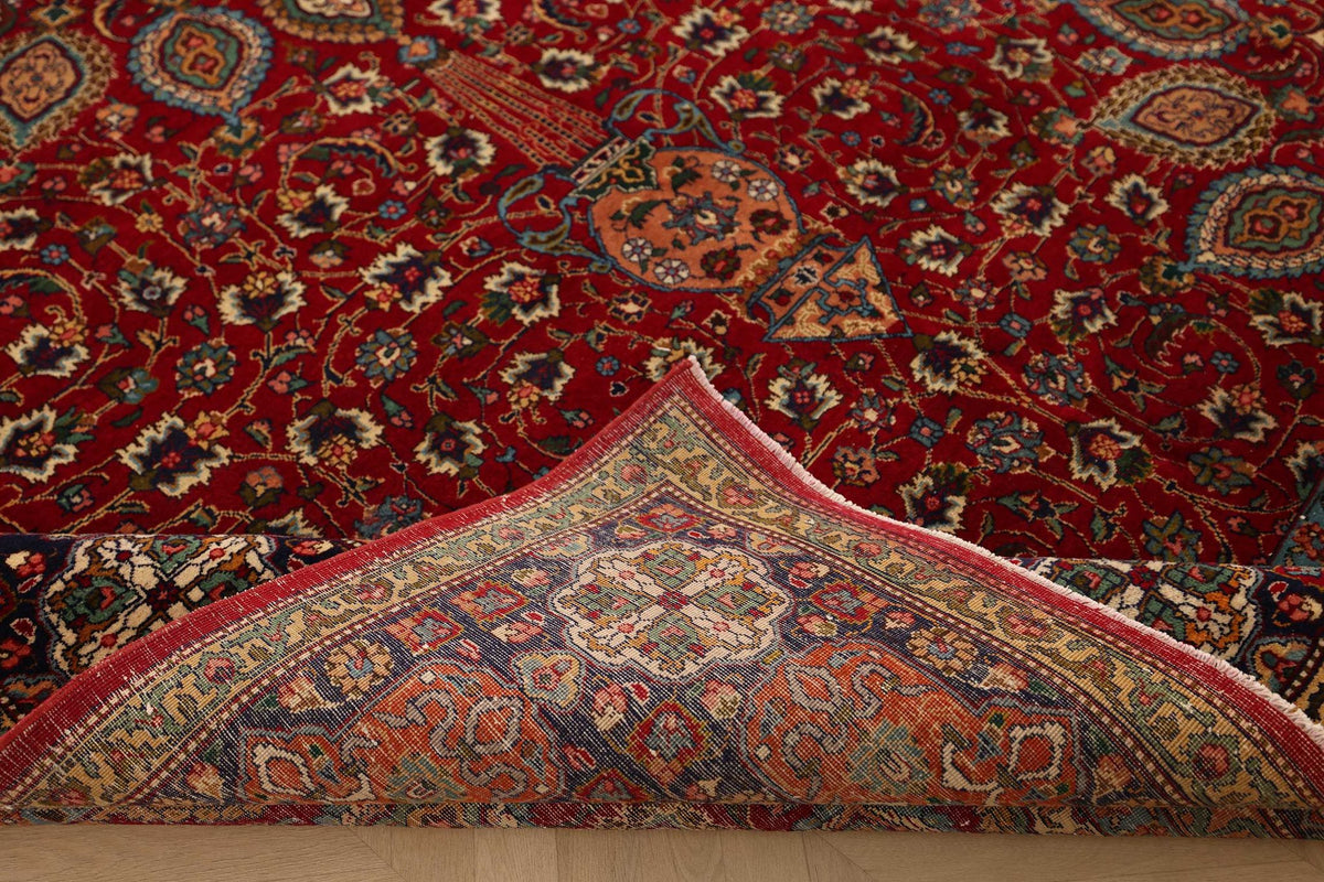 Vintage Southeastern Persian Style Oversize Rug 9x15 ft — Red & Blue Medallion