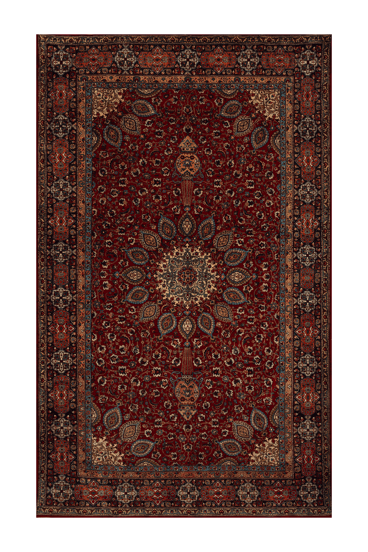 Vintage Southeastern Persian Style Oversize Rug 9x15 ft — Red & Blue Medallion