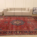 Vintage Southeastern Persian Style Oversize Rug 10x13 ft — Red & Blue Medallion