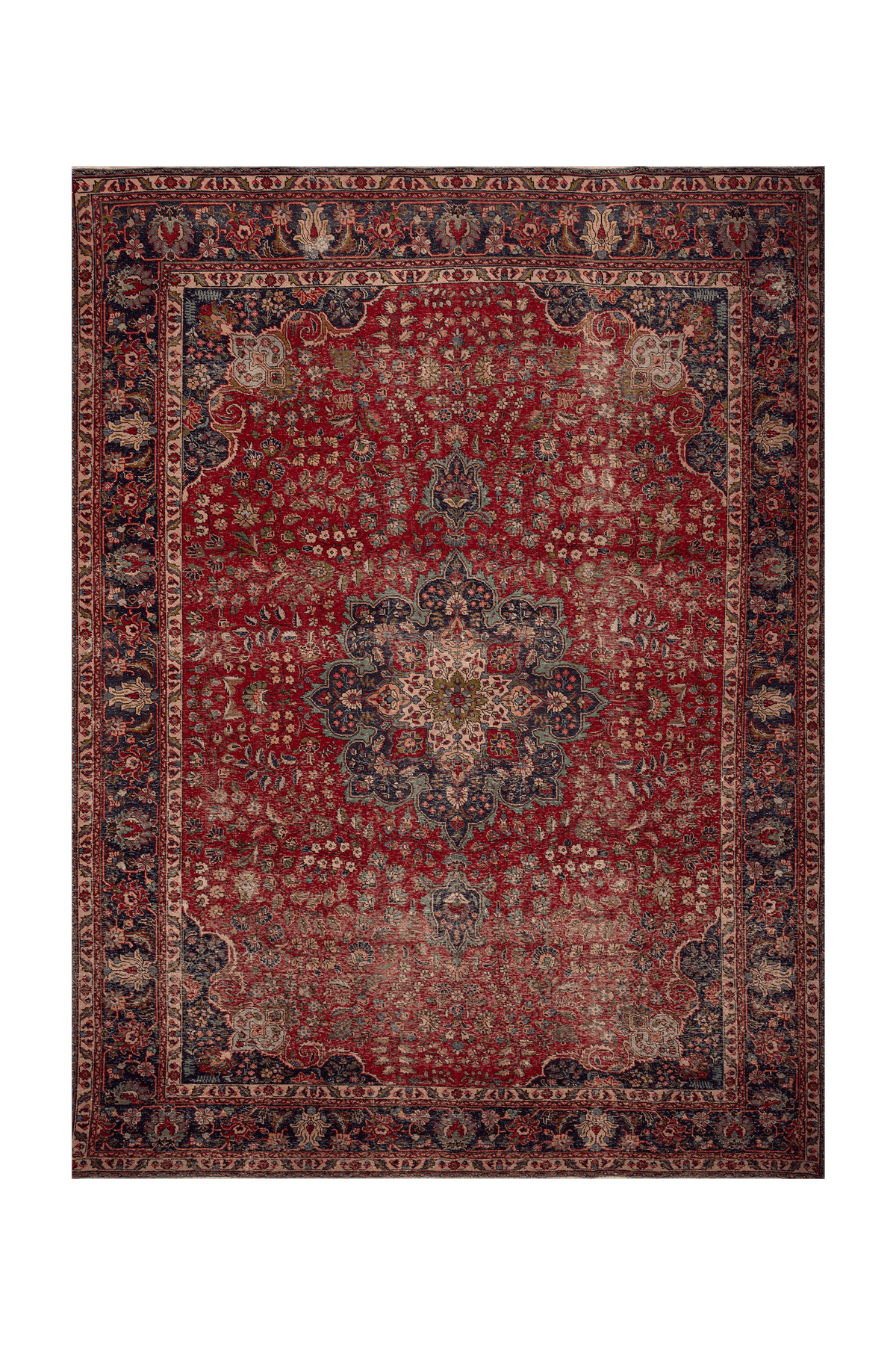 Vintage Southeastern Persian Style Oversize Rug 10x13 ft — Red & Blue Medallion