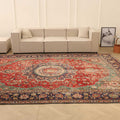 Vintage Southeastern Persian Style Oversize Rug 10x13 ft — Red & Green Medallion