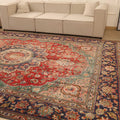Vintage Southeastern Persian Style Oversize Rug 10x13 ft — Red & Green Medallion