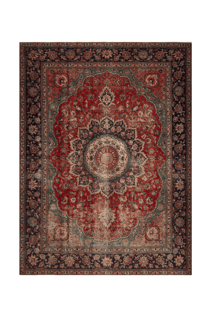 Vintage Southeastern Persian Style Oversize Rug 10x13 ft — Red & Green Medallion