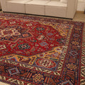 Vintage Southeastern Persian Style Oversize Rug 10x13 ft — Red & Blue Medallion