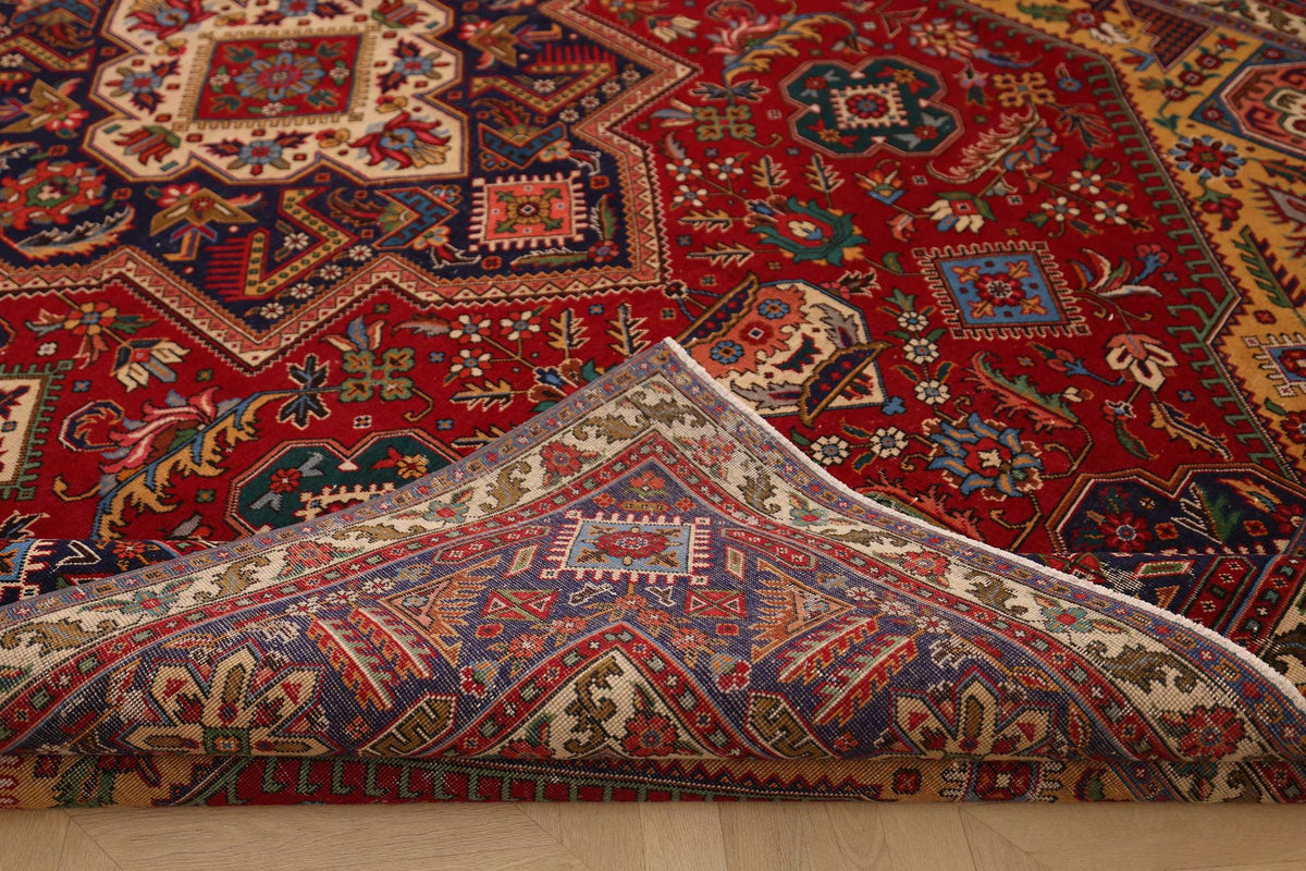Vintage Southeastern Persian Style Oversize Rug 10x13 ft — Red & Blue Medallion