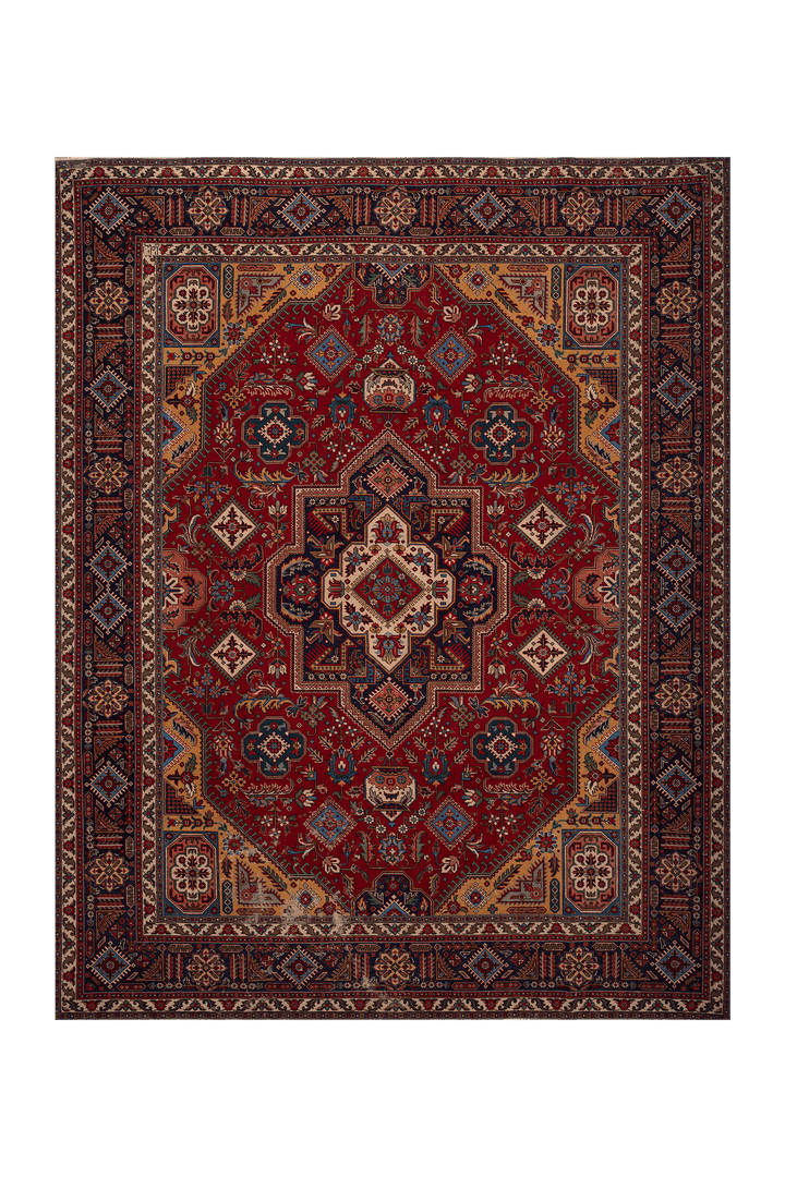 Vintage Southeastern Persian Style Oversize Rug 10x13 ft — Red & Blue Medallion