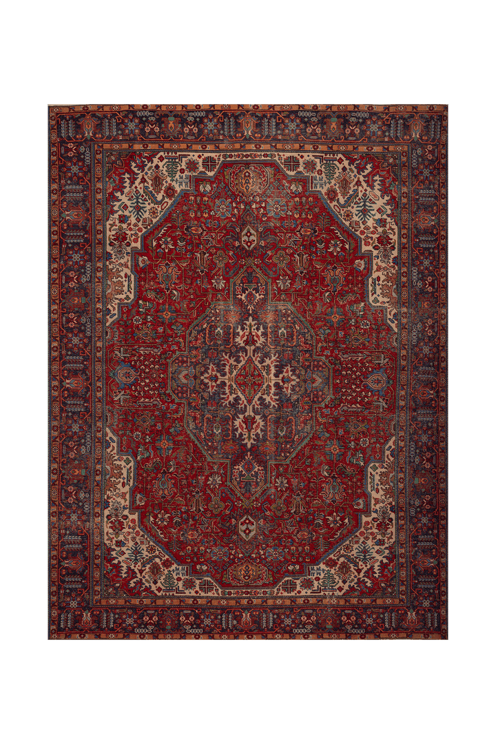 Vintage Southeastern Persian Style Oversize Rug 9x13 ft — Red & Blue Medallion