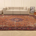 Vintage Southeastern Persian Style Oversize Rug 10x13 ft — Brown & Blue Medallion