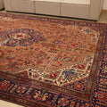 Vintage Southeastern Persian Style Oversize Rug 10x13 ft — Brown & Blue Medallion