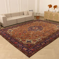 Vintage Southeastern Persian Style Oversize Rug 10x13 ft — Brown & Blue Medallion