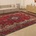 Vintage Southeastern Persian Style Oversize Rug 10x13 ft — Red & Blue Medallion