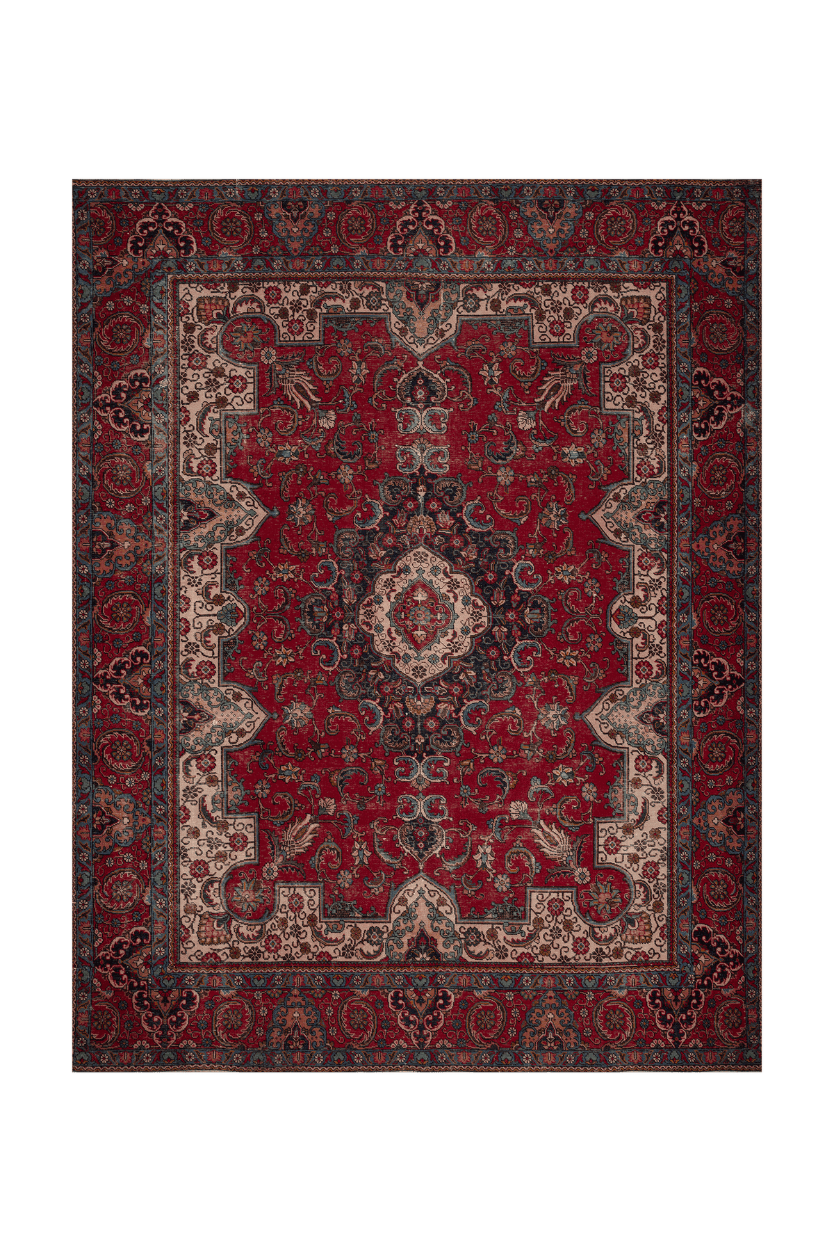 Vintage Southeastern Persian Style Oversize Rug 10x13 ft — Red & Blue Medallion